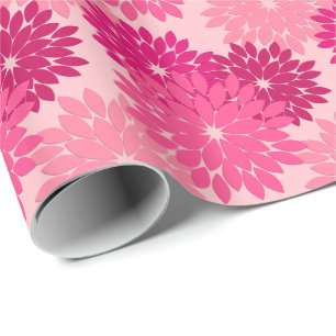 Papier Cadeau Kimono floral moderne Impression, Coral rose