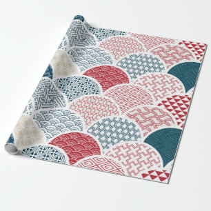 Papier Cadeau kimono géométrique traditionnel motif sketc vintag