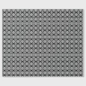 Papier Cadeau Kimono imprimé, blanc sur noir (Plat)