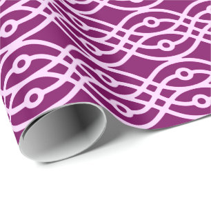 Papier Cadeau Kimono imprimé, prune et rose