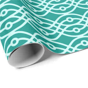 Papier Cadeau Kimono imprimé, turquoise et aqua