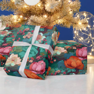 Papier Cadeau Kimono Sakura japonais et la pivoine