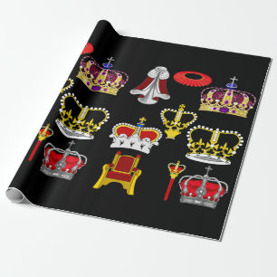 Papier Cadeau King et Queen Crowns Royal Fashion Art
