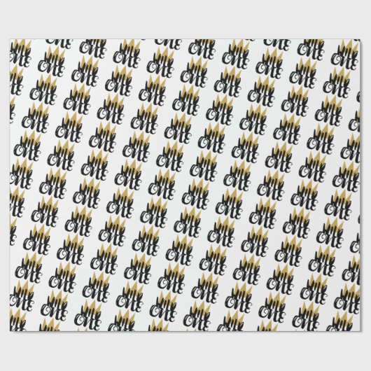 Papier Cadeau King Wild One Gold Crown 1ère fête d'anniversaire (Plat)