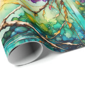 Papier Cadeau Kingfisher perché au-dessus des Fleurs sauvages d' (Coin rond)