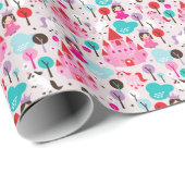 Papier Cadeau kiprincess castle and unicorn (Coin rond)