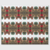 Papier Cadeau Kissing Mistletoe : Chevaux de Noël arc rouge (Plat)