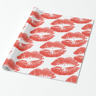 Papier Cadeau Kissing Red lips