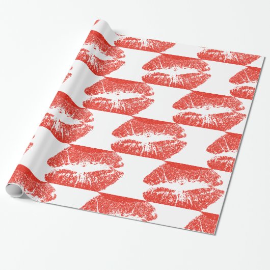 Papier Cadeau Kissing Red lips (Déroulé)