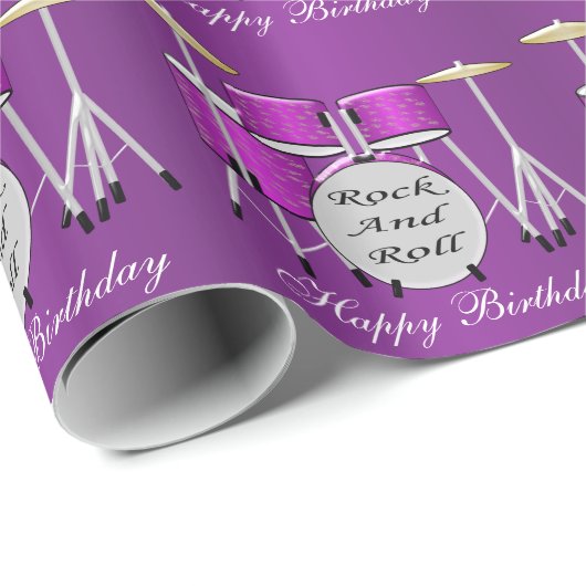 Papier Cadeau Kit de batterie Anniversaire (Coin rond)