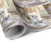 Papier Cadeau Kitten blanc dans une Tea up (Coin rond)