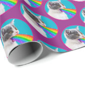 Papier Cadeau Kitten crache vers le ciel (Coin rond)