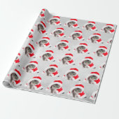 Papier Cadeau Kitten De Noël En Casquette Sur Grey (Déroulé)