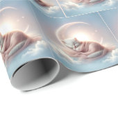 Papier Cadeau Kitten dormant sur une lune de croissant (Coin rond)