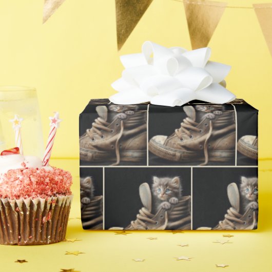 Papier Cadeau Kitten En Vieux Basket (Fête d'anniversaire)