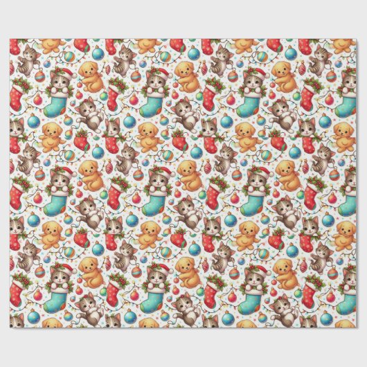 Papier Cadeau Kittens and Puppies for Christmas (Plat)