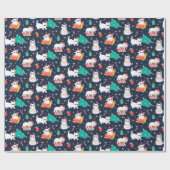 Papier Cadeau Kittens de Noël (Plat)