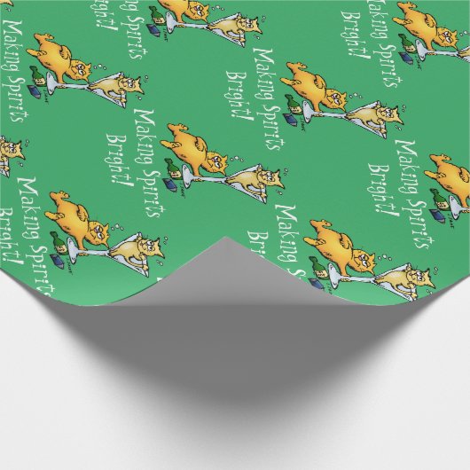 Papier Cadeau Kittens Fabriquer des esprits brillant Vert Noël C (Coin)