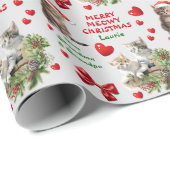 Papier Cadeau Kittens Joyeux Meowy Noël Petit-enfant (Coin rond)