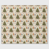 Papier Cadeau Kittens, Puppies, and Christmas Trees Pattern (Plat)