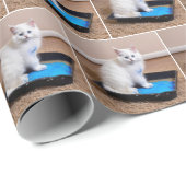 Papier Cadeau Kitts Blanc En Peinture Bleue (Coin rond)