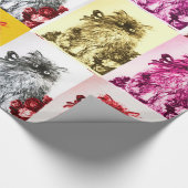 PAPIER CADEAU KITTY CAT / KITTEN AVEC ROSES ROUGES (Coin)