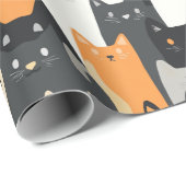 Papier Cadeau Kitty Cat-mouflage Cat Camo Wrapping Paper (Coin rond)