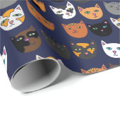 Papier Cadeau Kitty Chats partout motif (Coin rond)
