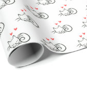 Papier Cadeau Kitty Dormir Avec Coeurs (Coin rond)