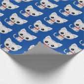 Papier Cadeau Kitty gris sur bleu (Coin)
