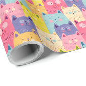 Papier cadeau Kitty Kat - Chats - Pastels (Coin rond)