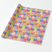 Papier cadeau Kitty Kat - Chats - Pastels (Déroulé)