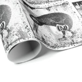 Papier Cadeau Kiwi noir et blanc (Coin rond)