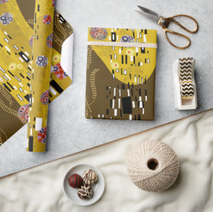 Papier Cadeau Klimt Inspiré Or Motif Art Nouveau Le Baiser