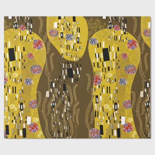 Papier Cadeau Klimt Inspiré Or Motif Art Nouveau Le Baiser (Plat)