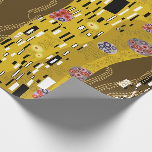 Papier Cadeau Klimt Inspiré Or Motif Art Nouveau Le Baiser (Coin)