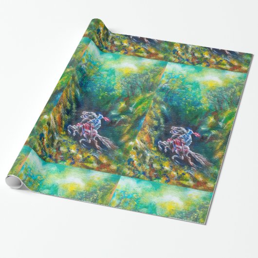 PAPIER CADEAU KNIGHT LANCELOT, CHEVAL EN FORÊT VERTE (Déroulé)