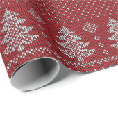 Papier Cadeau Knitted Holiday Cozy Pattern (Coin rond)