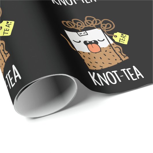 Papier Cadeau Knot-tea Funny Tea Pun Dark BG (Coin rond)