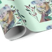 Papier Cadeau Koala assis dans un eucalyptus (Coin rond)