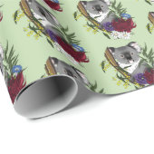Papier Cadeau Koala Bear Green (Coin rond)