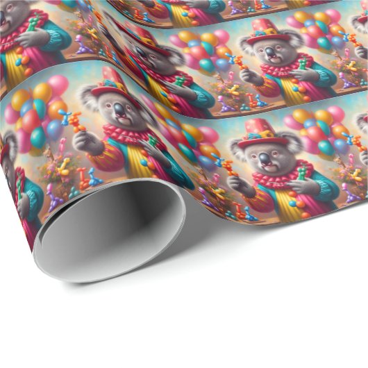 Papier Cadeau Koala Clown (Coin rond)