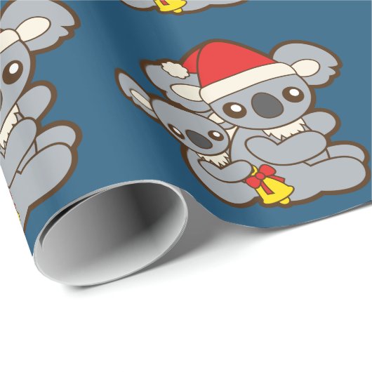 Papier Cadeau Koala de Noël (Coin rond)