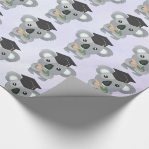 Papier Cadeau Koala mignon avec une toque de graduation noire