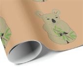 Papier Cadeau Koalas avec Bâton de Bambou (Coin rond)