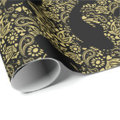 Papier Cadeau Koi Fish Design noir et or (Coin rond)