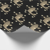 Papier Cadeau Koi poisson oriental noir et or floral élégant (Coin)