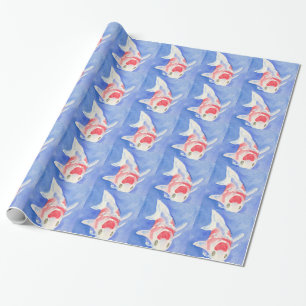 Papier Cadeau Koi rouge et blanc