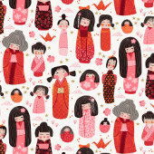 Papier Cadeau Kokeshi japonais très joli