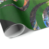 Papier Cadeau KORU DOUBLE Swirl. Paua Shell Art (Coin rond)